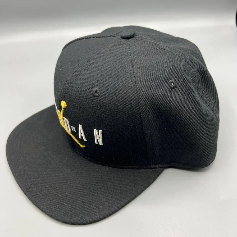 Air Jordan Hat Men Black Embroidered Jumpman Gold Logo Snap‎ Back Cap